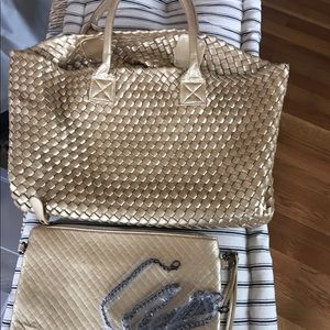 Gold Tote faux leather